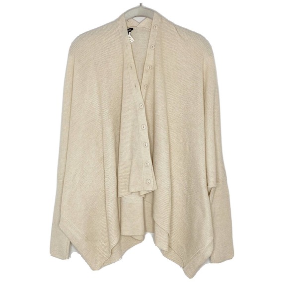 Kerisma Sweaters - Kerisma Women’s Cropped Ivory Ribbed V Neck Dolman Cardigan Size S/M